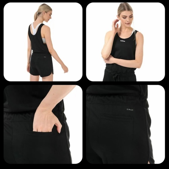 Adidas AAA Performance Scoop Neck Tank Romper Jumpsuit Black Size Medium - Picture 6 of 16
